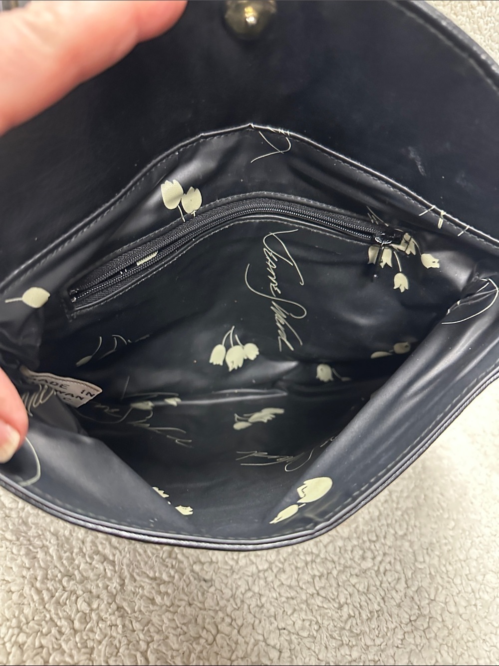 Jeanne S Ward Vintage Fold-Over Clutch, Soft Vegan Leather Snap Closure - Picture 4 of 7